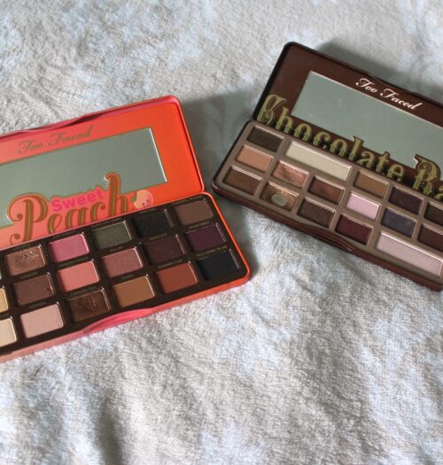 Too Faced chocolate bar palette and sweet peach palette