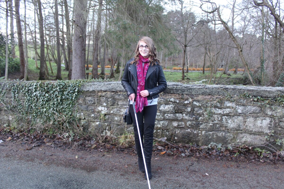 A photo of Elin and her cane