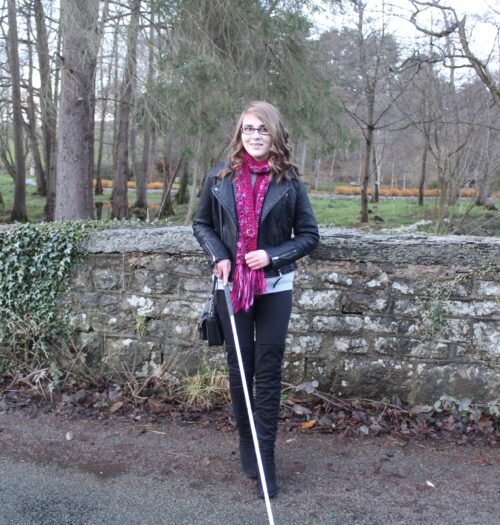 A photo of Elin and her cane
