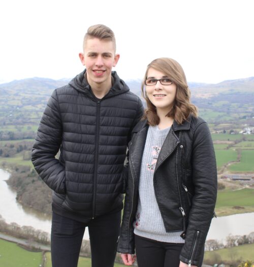 A photo of my brother, Meilyr, and I in front of the Snowdonia mountains